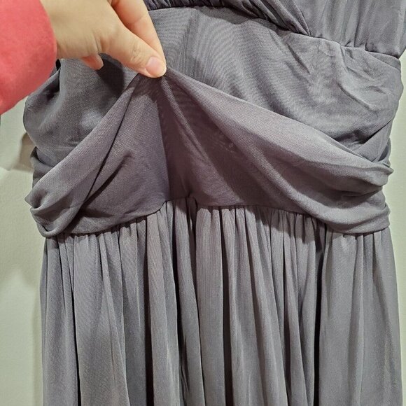 Kiyonna Women Essential Stretch Gray Mesh Overlay Ruched Draped Midi Dress Sz 1X - Picture 7 of 16